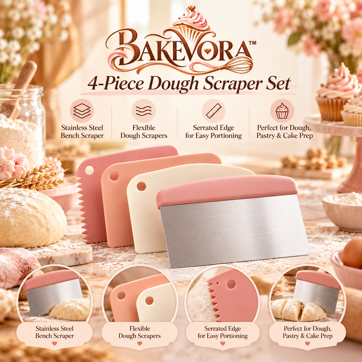 Bakevora™ Dough Scraper Set